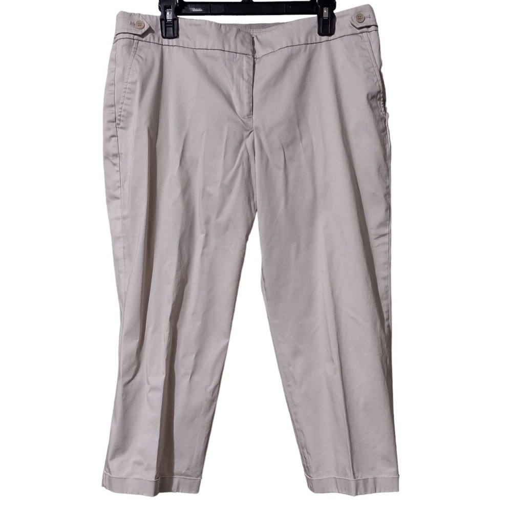 Talbots Petites Capris Women's 16P Beige Khaki Mid-Rise Cropped Hemmed Pants
